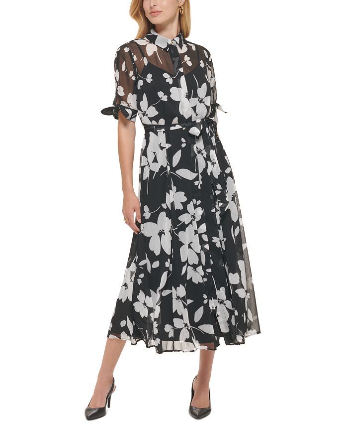 Calvin Klein Floral-Print Shirtdress & Reviews - Dresses - Women - Macy's | Macys (US)