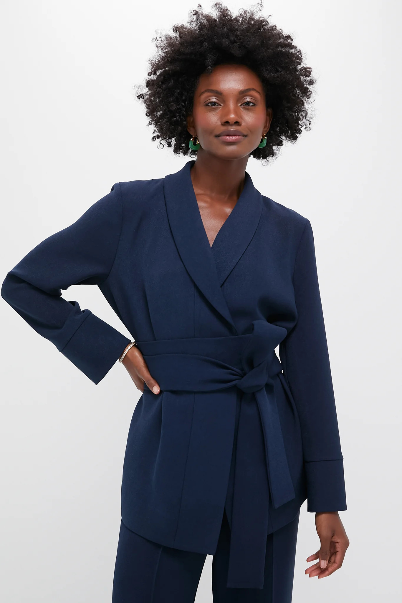 Navy Crepe Talia Wrap Blazer | Tuckernuck (US)