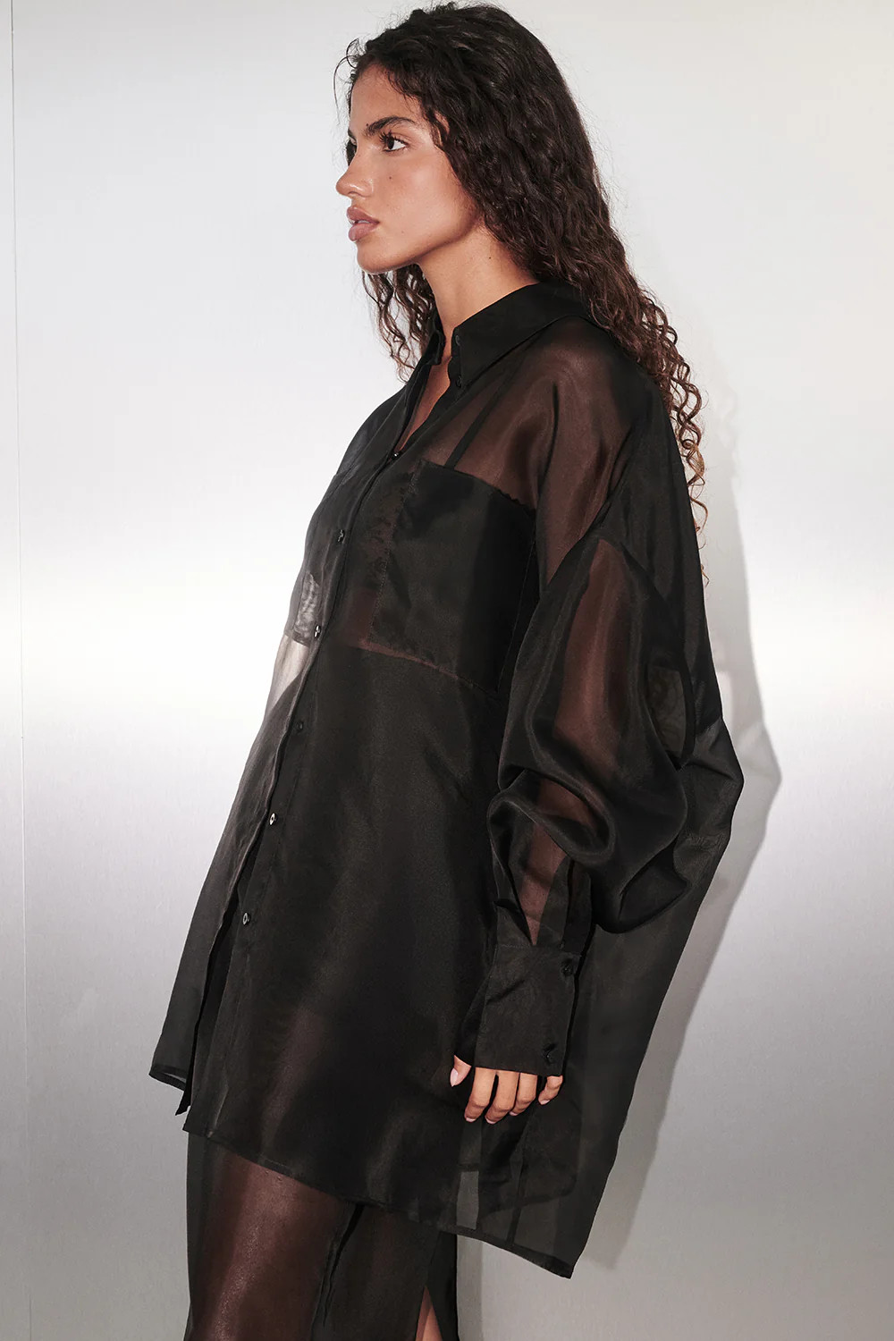 SIAN BLACK ORGANZA SHIRT | DISSH