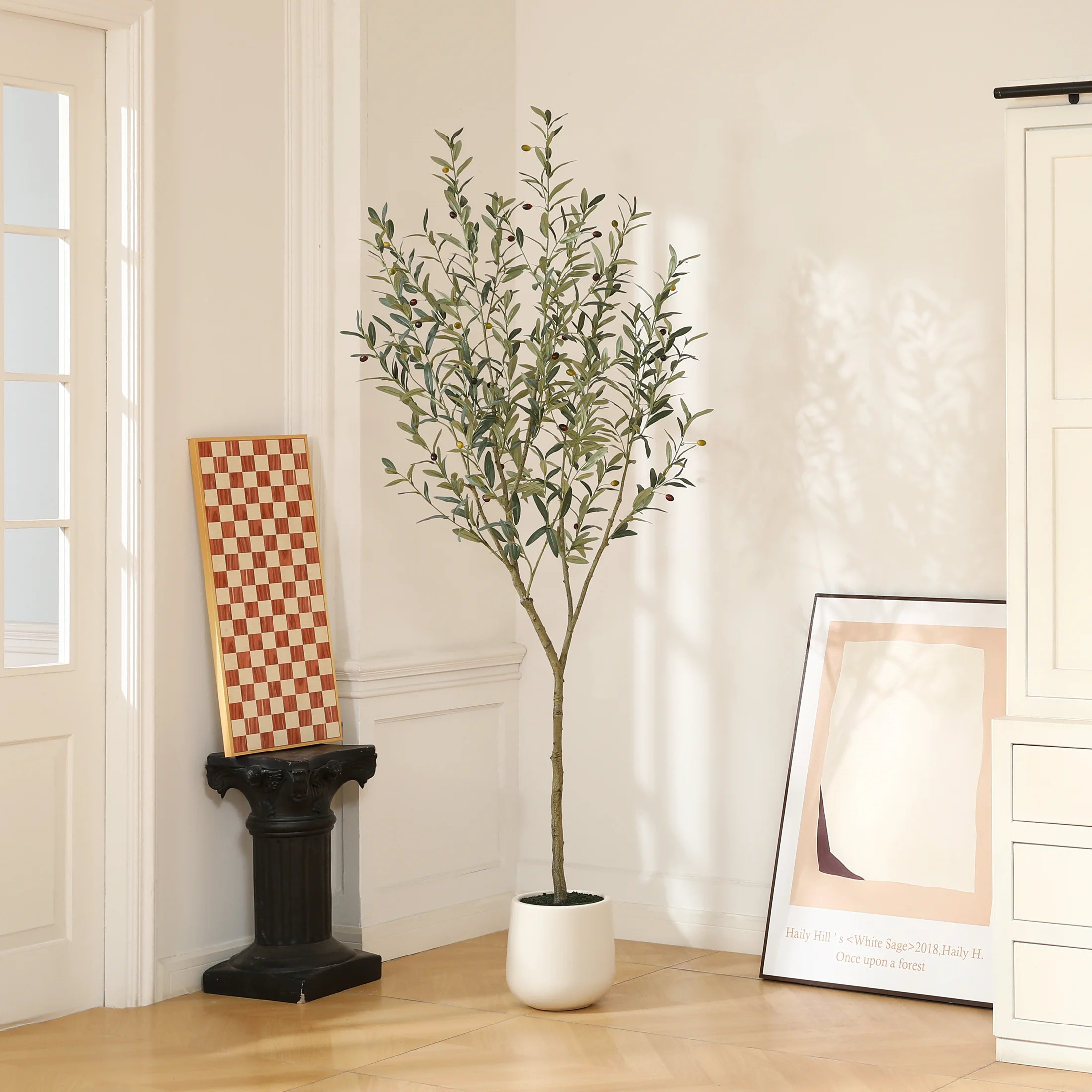 7ft Artificial Olive Tree in Ellipse White Pot, 1 Pack - Realistic Faux Plant for Indoor or Outdo... | Walmart (US)