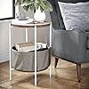 Nathan James 32202 Oraa Round Wood Side Table with Fabric Storage, Light Brown/White | Amazon (US)