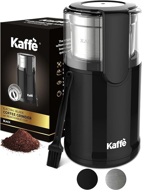 Kaffe Electric Coffee Bean Grinder w/Removable Cup & Cleaning Brush. Easy On/Off Operation for Es... | Amazon (US)