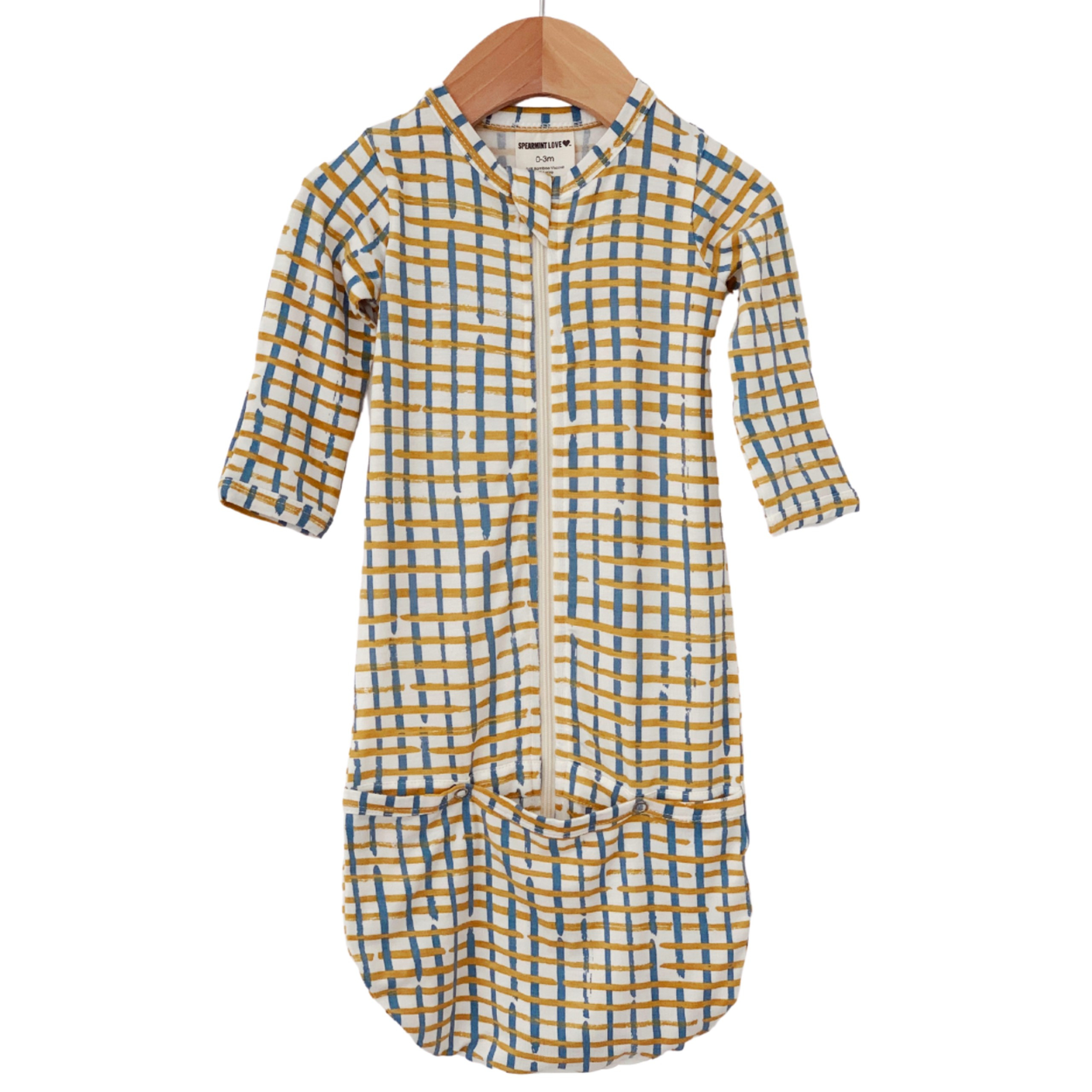 Convertible Zip Gown, Blue Check | SpearmintLOVE