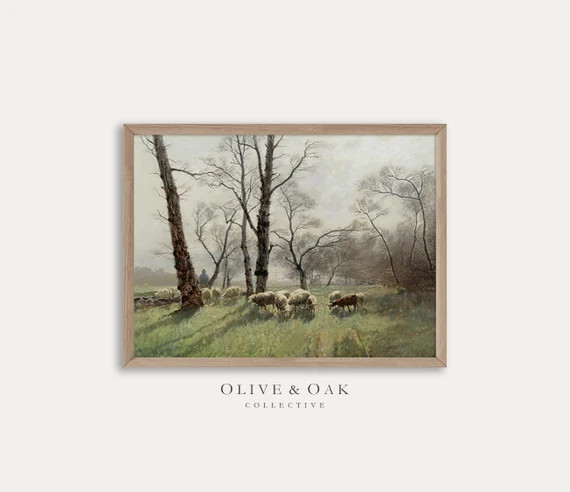 Shepherd Painting Print / Farmhouse Decor Sheep Painting | Etsy | Etsy (US)