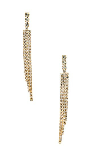 Rhinestone Drop Earring in Gold | Revolve Clothing (Global)