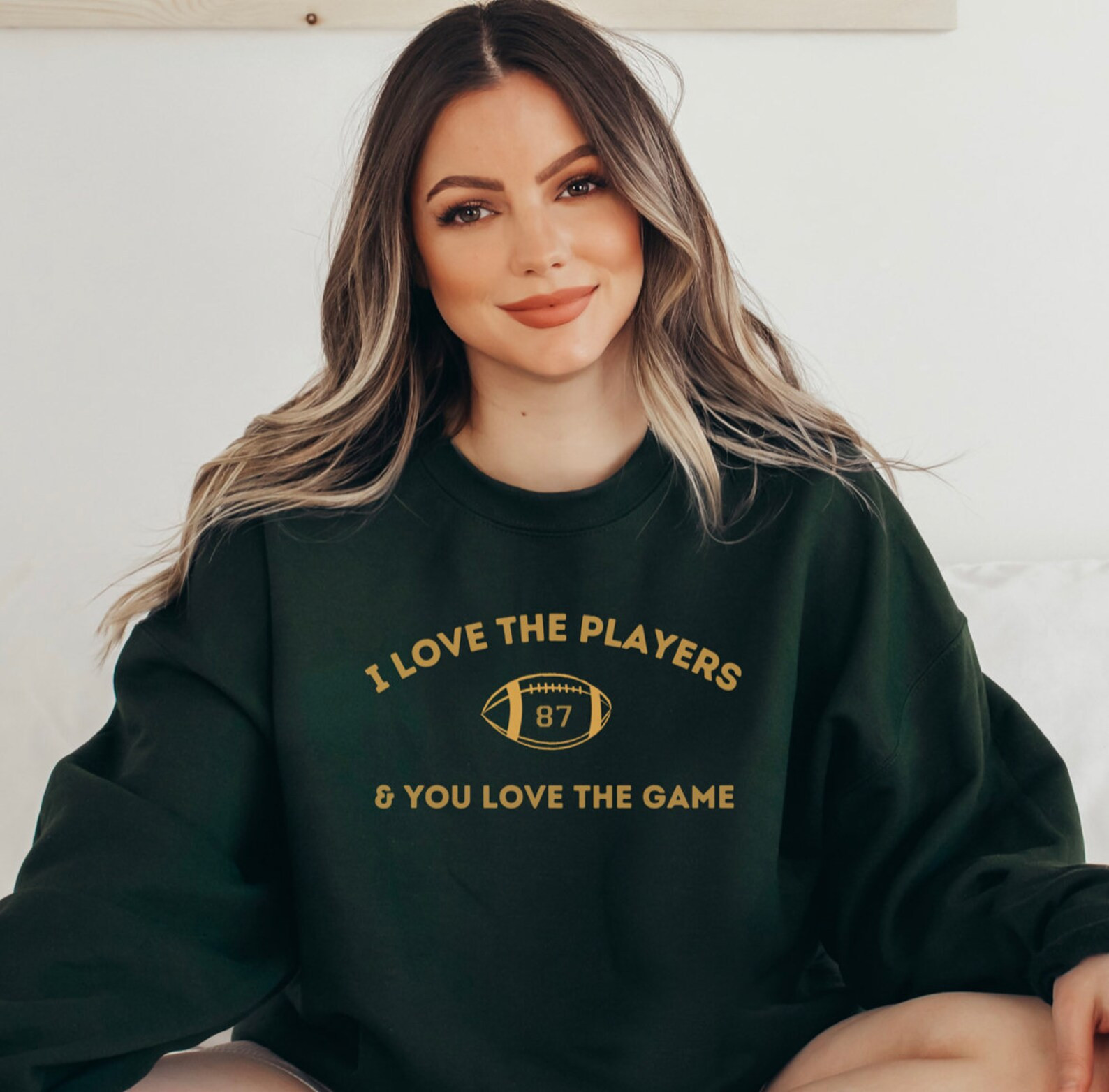 CUSTOM COLORS: I Love the Players & You Love the Gam Crewneck Football Sweatshirt Choose Your Col... | Etsy (US)