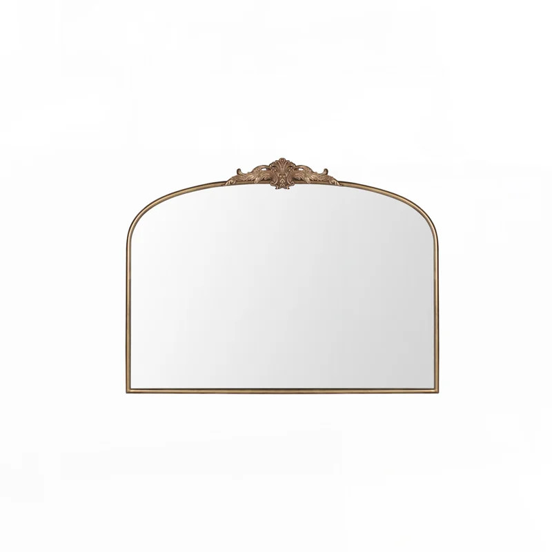 Vintage Arched Gold Mirror, Antique Brass Metal Frame, Baroque Ornate | Wayfair North America