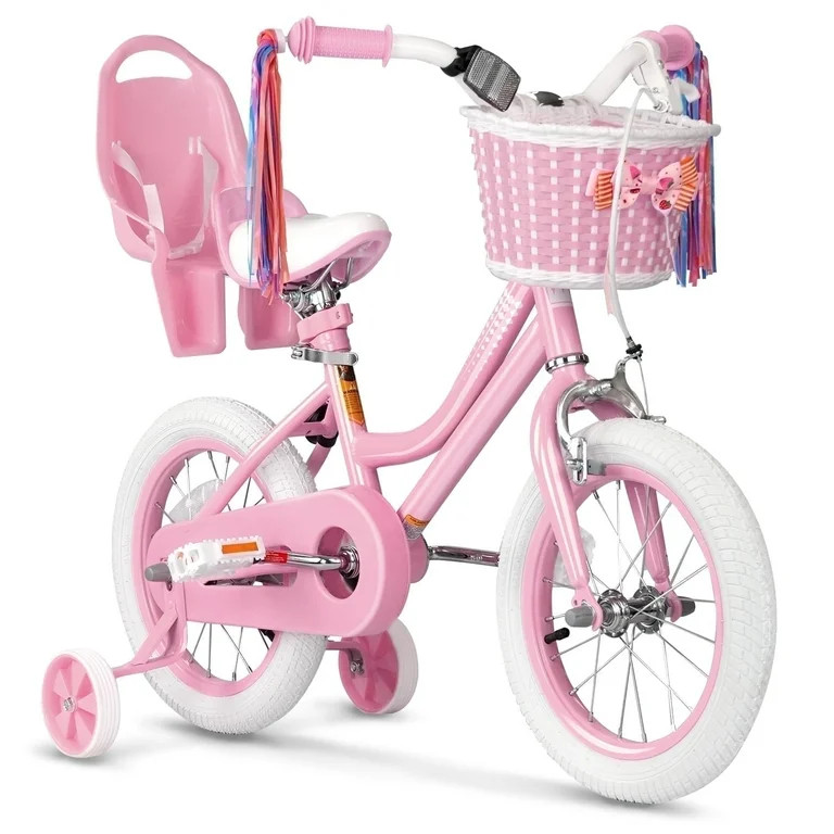 XJD Girls Bike for Toddlers 3-9 Years Old Kids, 14 Inch Kids Bike with Training Wheels, Streamers... | Walmart (US)