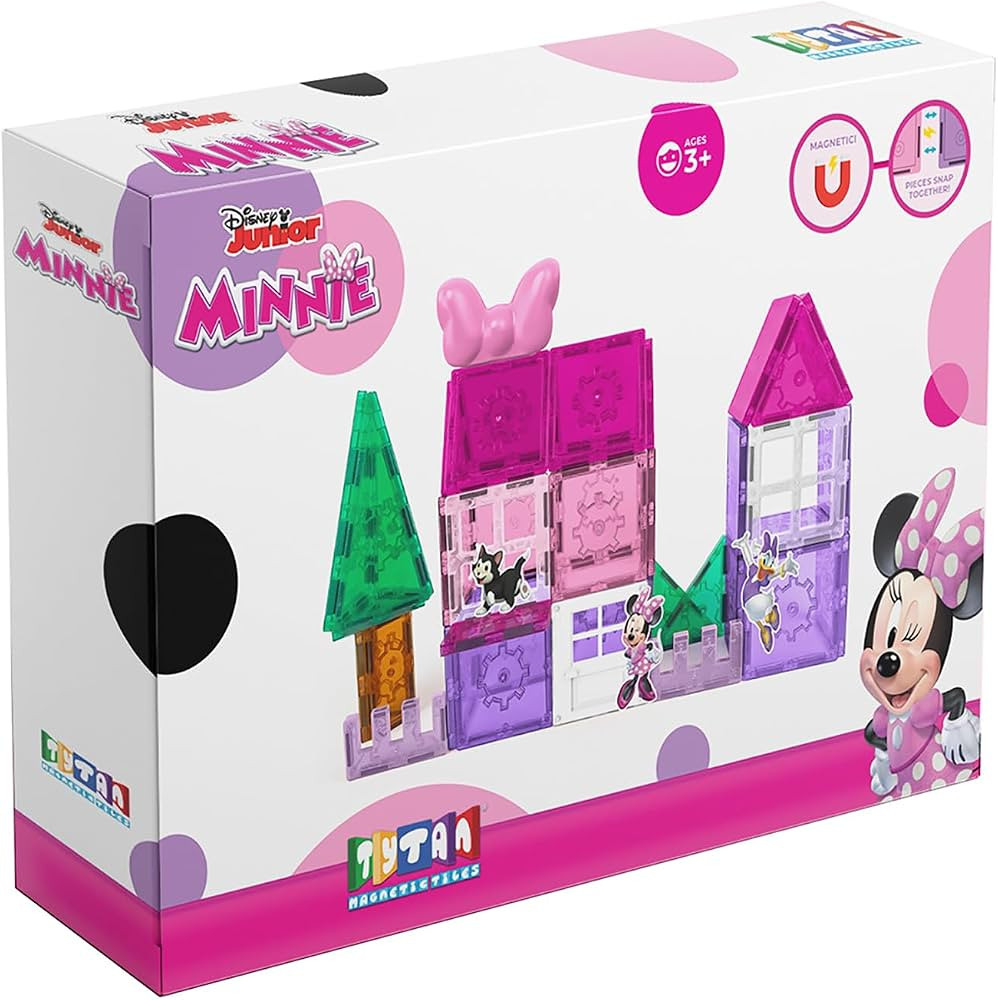 Tytan Tiles Officially Licensed Disney Junior Minnie Mouse Magnetic Tile 42-Piece Building Set, P... | Amazon (US)