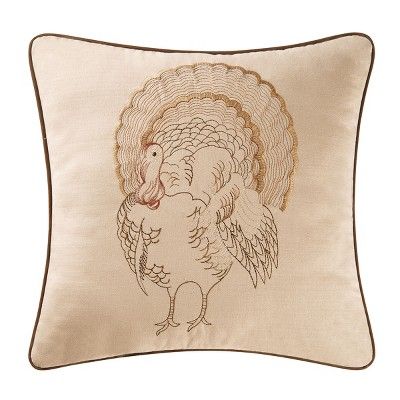C&F Home 18" x 18" Gobble Gobble Embroidered Fall Throw Pillow | Target