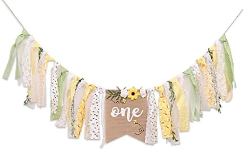 Amazon.com: Bee Theme 1st Birthday High Chair Banner - Baby Bee One Banner 1st Birthday Girl，be... | Amazon (US)