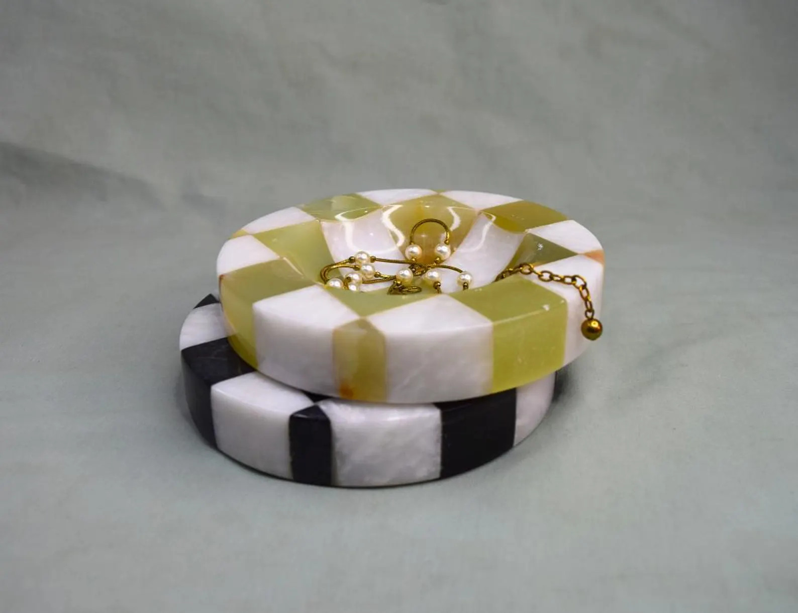 Checkered Onyx Catchall - Jewelry Dish Stone Soap Dish, Halloween Decoration, Hand-carved Stone B... | Etsy (US)