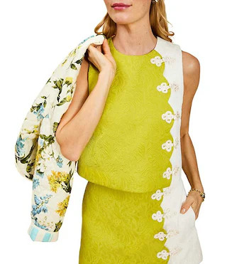 Etta Crew Neck Sleeveless Coordinating Scallop Top | Dillard's