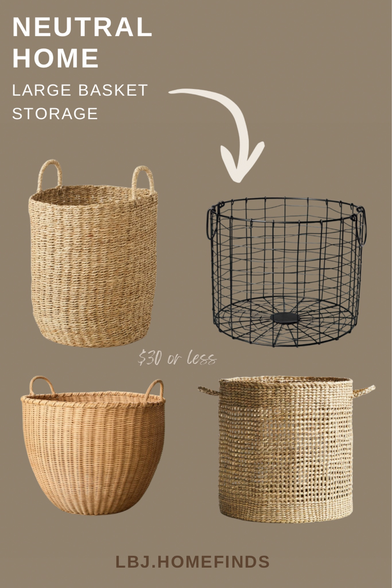 Neutral, functional, and affordable — these large storage baskets are perfect for organizing toys, blankets, laundry, and everyday clutter. Each option is $30 or less and fits seamlessly into modern, neutral, and minimal home styles. Tap to shop these woven and wire basket finds for easy home organization.

#LTKHome #LTKFindsUnder50 #LTKSaleAlert