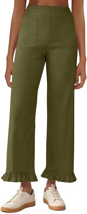 Cicy Bell Womens Wide Leg Pants Casual High Waisted Ruffle Hem Zipper Loose Fit Trousers with Poc... | Amazon (US)