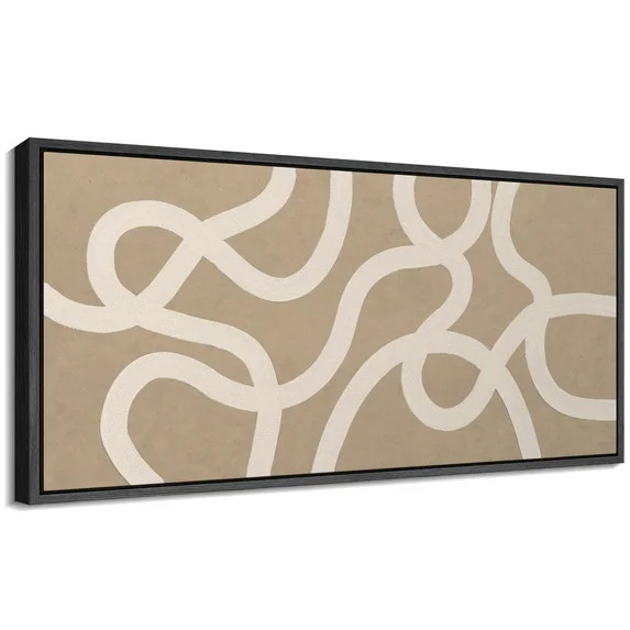 Large Framed Canvas Print Modern Beige & White Geometric DesignWall Art Decorative Ready to Hang ... | Walmart (US)
