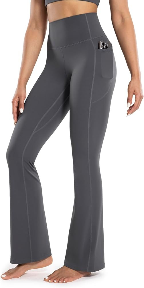 Women's Workout Flare Yoga Pants with Pockets High Waisted Bootcut Leggings Tummy Control 30'' | Amazon (US)