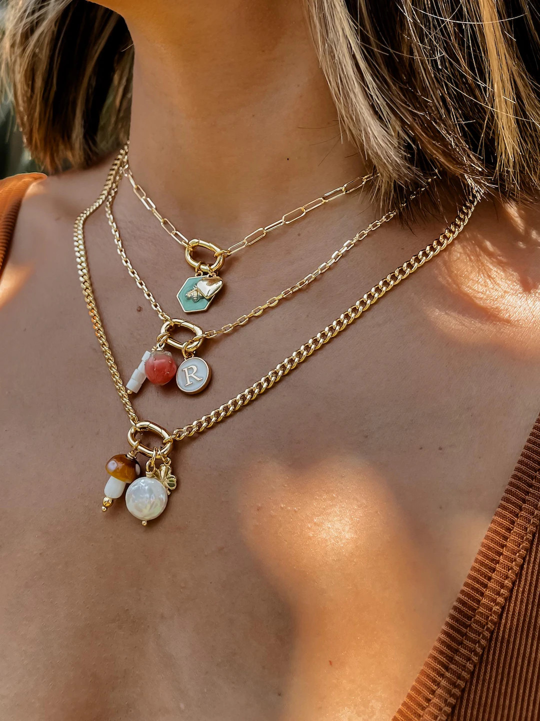 Custom Oval Carabiner Clasp Charm Necklace - Etsy | Etsy (US)