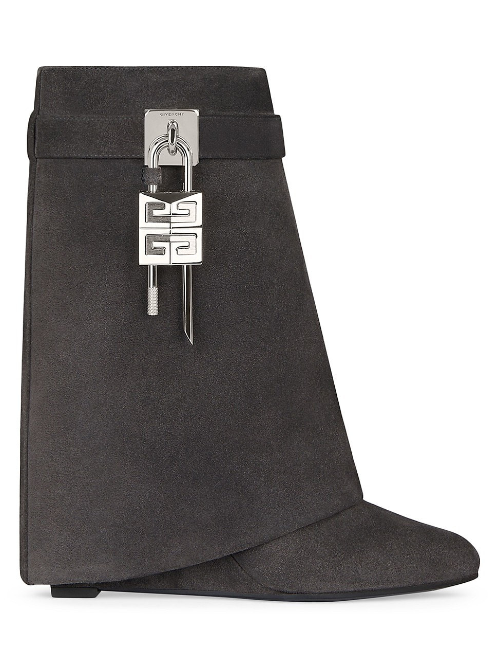 Women's Shark Lock Ankle Boots in Suede - Storm Grey - Size 12 | Saks Fifth Avenue