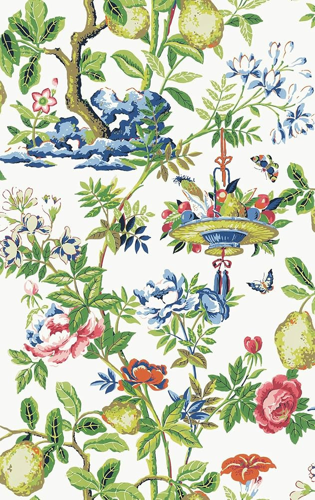 Scalamandre SCS3840 Bloom Shantung Garden Self Adhesive Wallpaper, Multicolor | Amazon (US)
