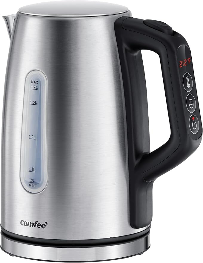 COMFEE' Stainless Steel Electric Kettle, Temperature Control with 6 Presets, 1-Hr Keep Warm, Kett... | Amazon (US)