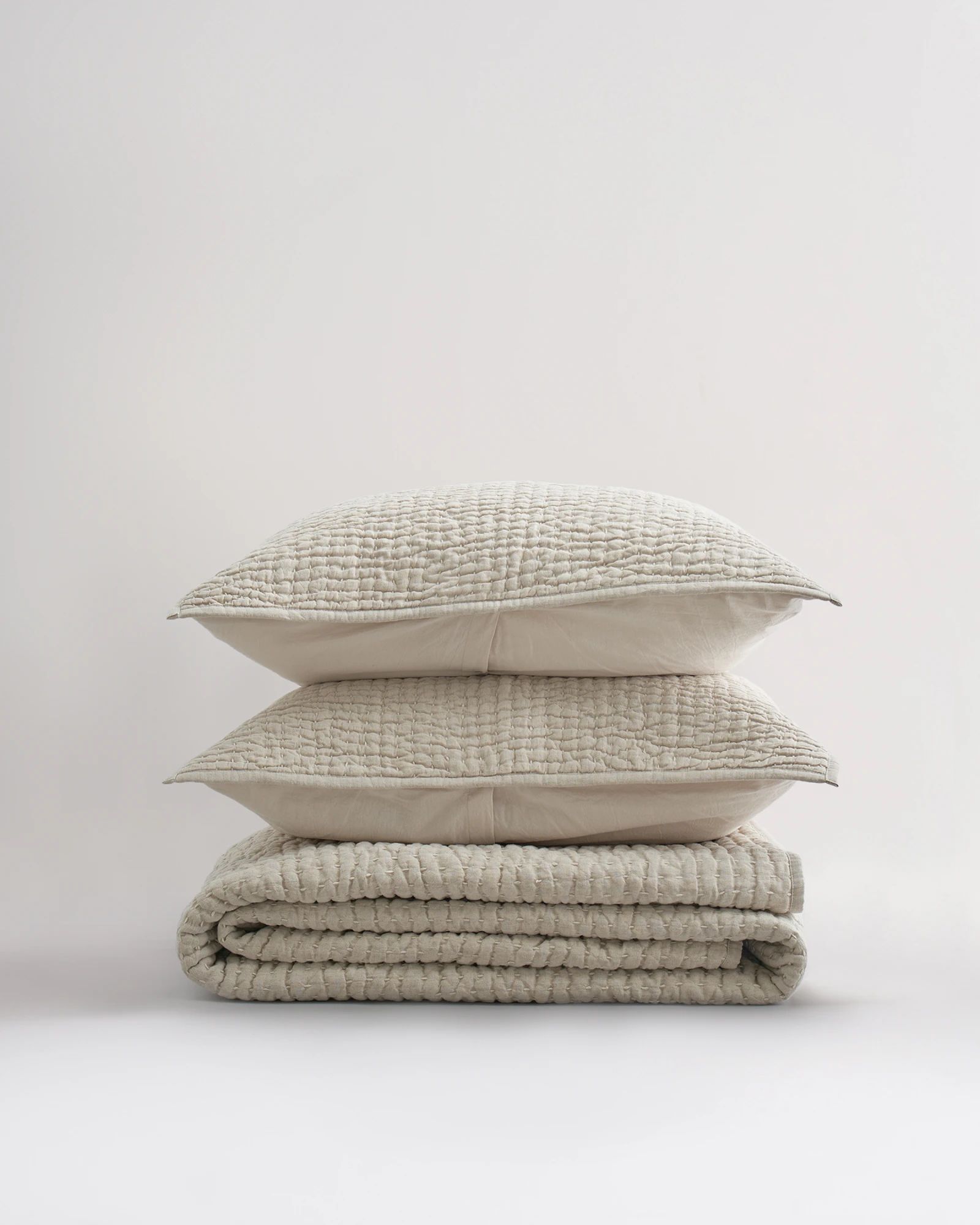 European Linen Cotton Stitch Quilt Set | Quince