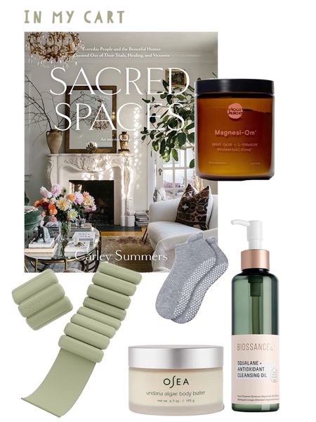 In my cart // magnesium supplement, Sacred Spaces coffee table book, Pilates socks, Biossance oil cleanser, Bala wrist/ankle weights, Osea body butter #sephorasale

#LTKbeauty #LTKBeautySale #LTKunder50
