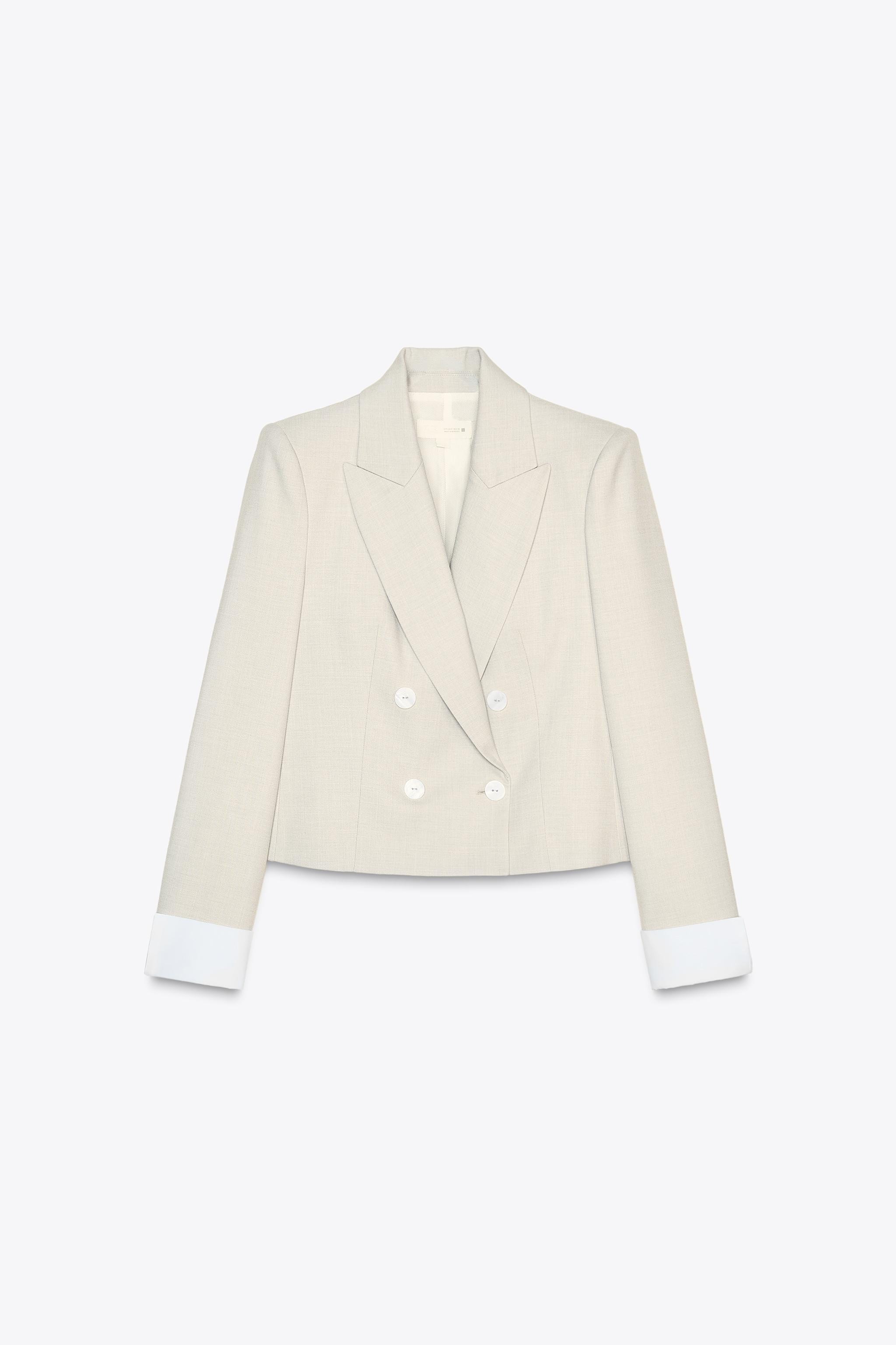 CROPPED BLAZER WITH CONTRAST CUFFS | Zara UK