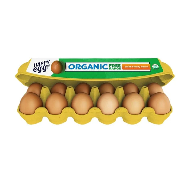 Happy Egg Co Organic Free-Range Large Brown Eggs, 12 Count - Walmart.com | Walmart (US)