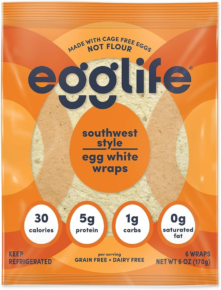 egglife Southwest Style Egg White Wraps - No Flour, Cage Free Eggs - Gluten Free, Dairy Free, Sug... | Amazon (US)