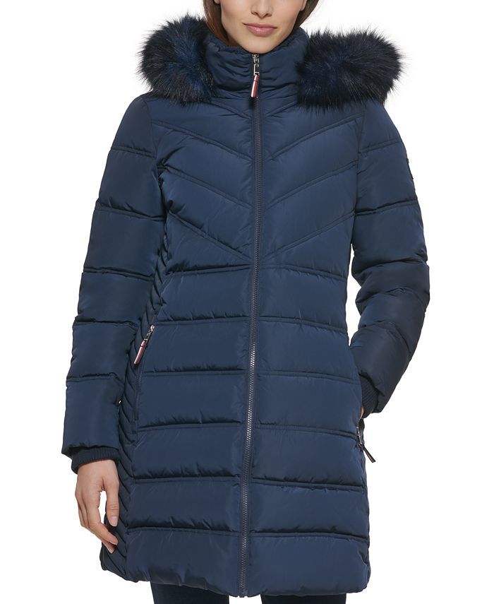 Tommy Hilfiger Women's Faux-Fur-Trim Hooded Puffer Coat & Reviews - Coats & Jackets - Women - Mac... | Macys (US)