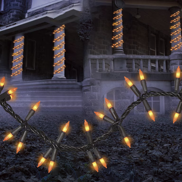 Indoor/Outdoor 90-Count LED Garland Lights, Orange, 9', Halloween by Way To Celebrate | Walmart (US)