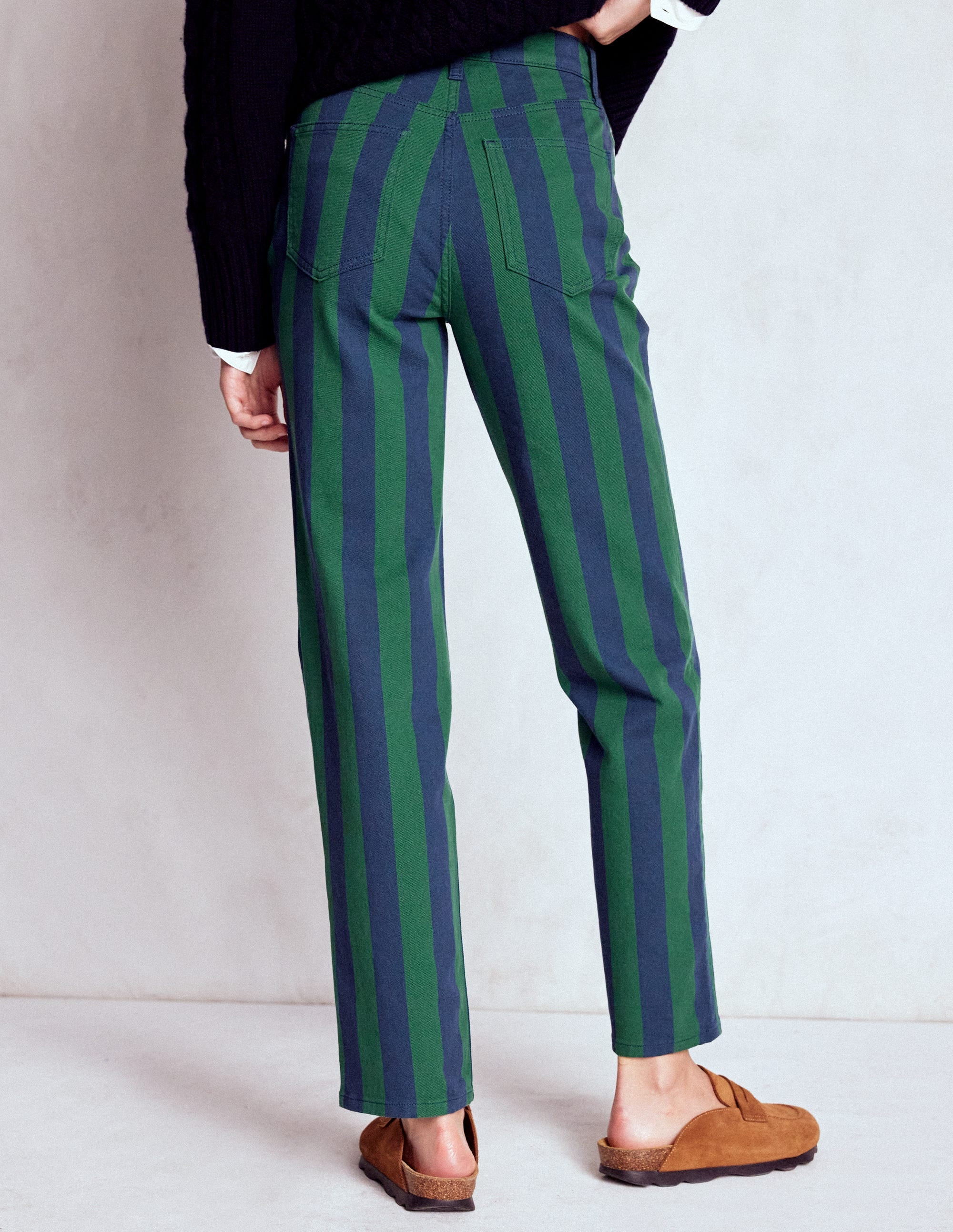High Rise Stripe Jeans-Green and Navy Stripe | Boden (US)