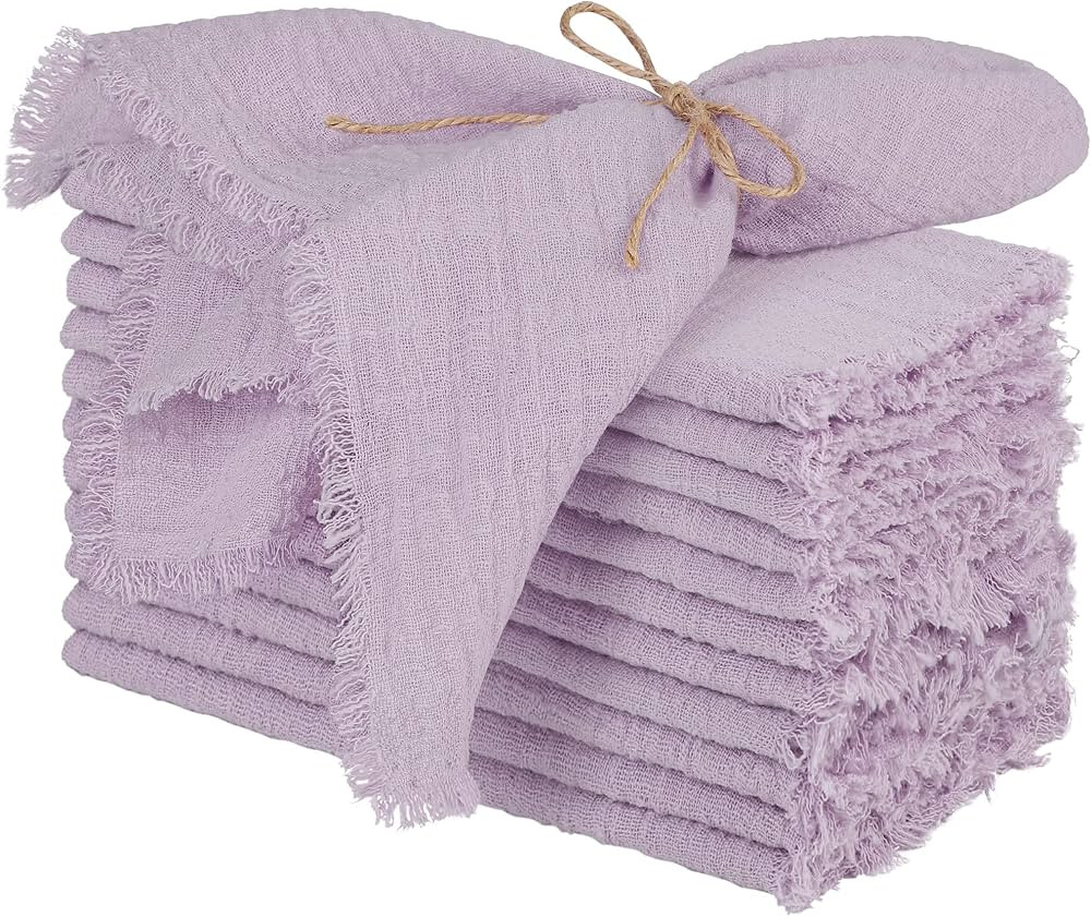 TURSTIN 12 Pieces Cotton Linen Cloth Napkin Handmade Cloth Napkin with Fringe 17 x ... | Amazon (US)