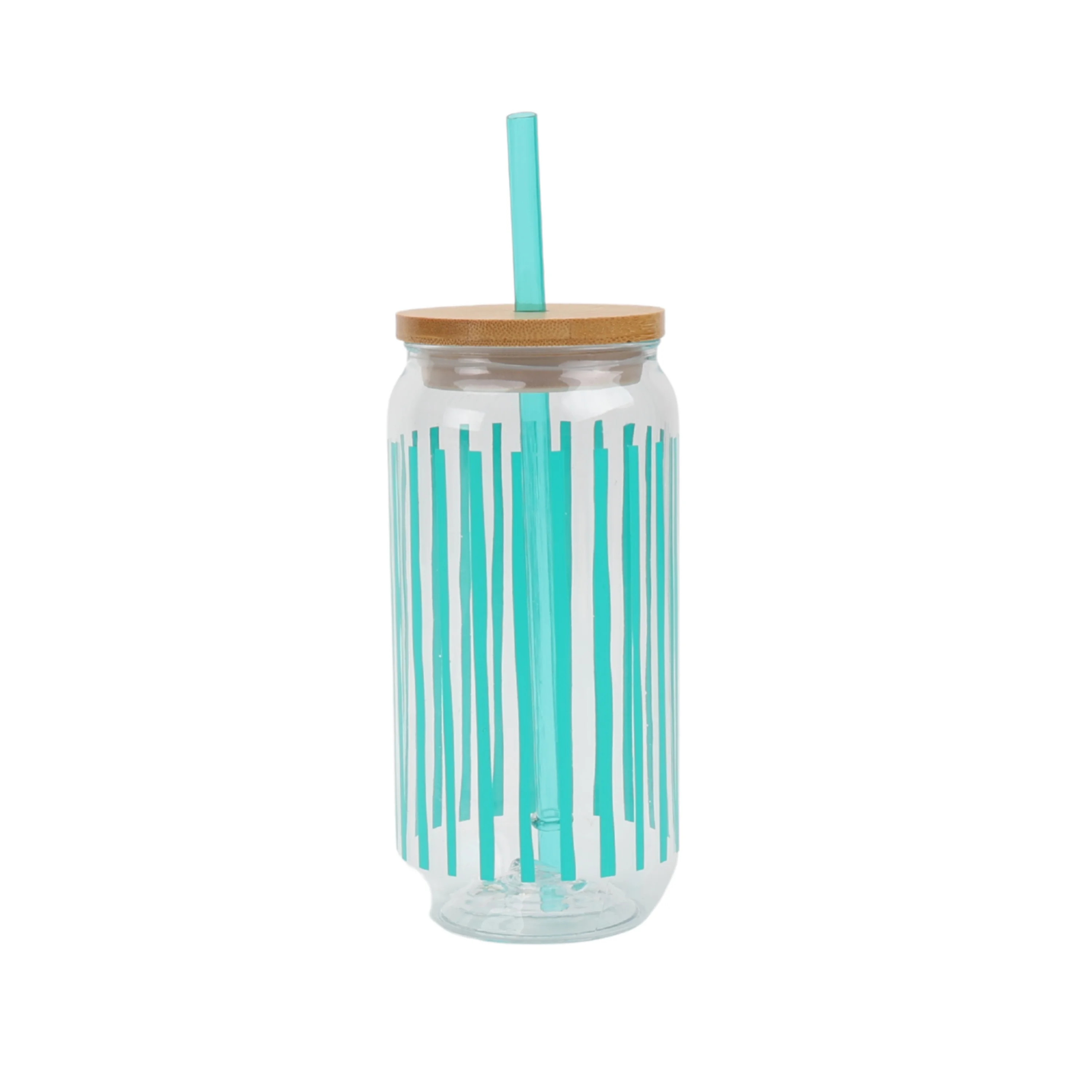 Mainstays 20-Ounce Acrylic Can Shape Tumbler, Teal Stripe Pattern | Walmart (US)