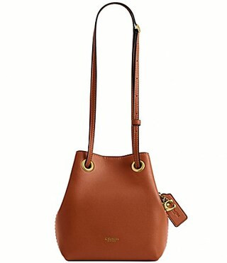 COACH Jade Leather Drawstring Bucket Bag - Amber Brown | Dillard's