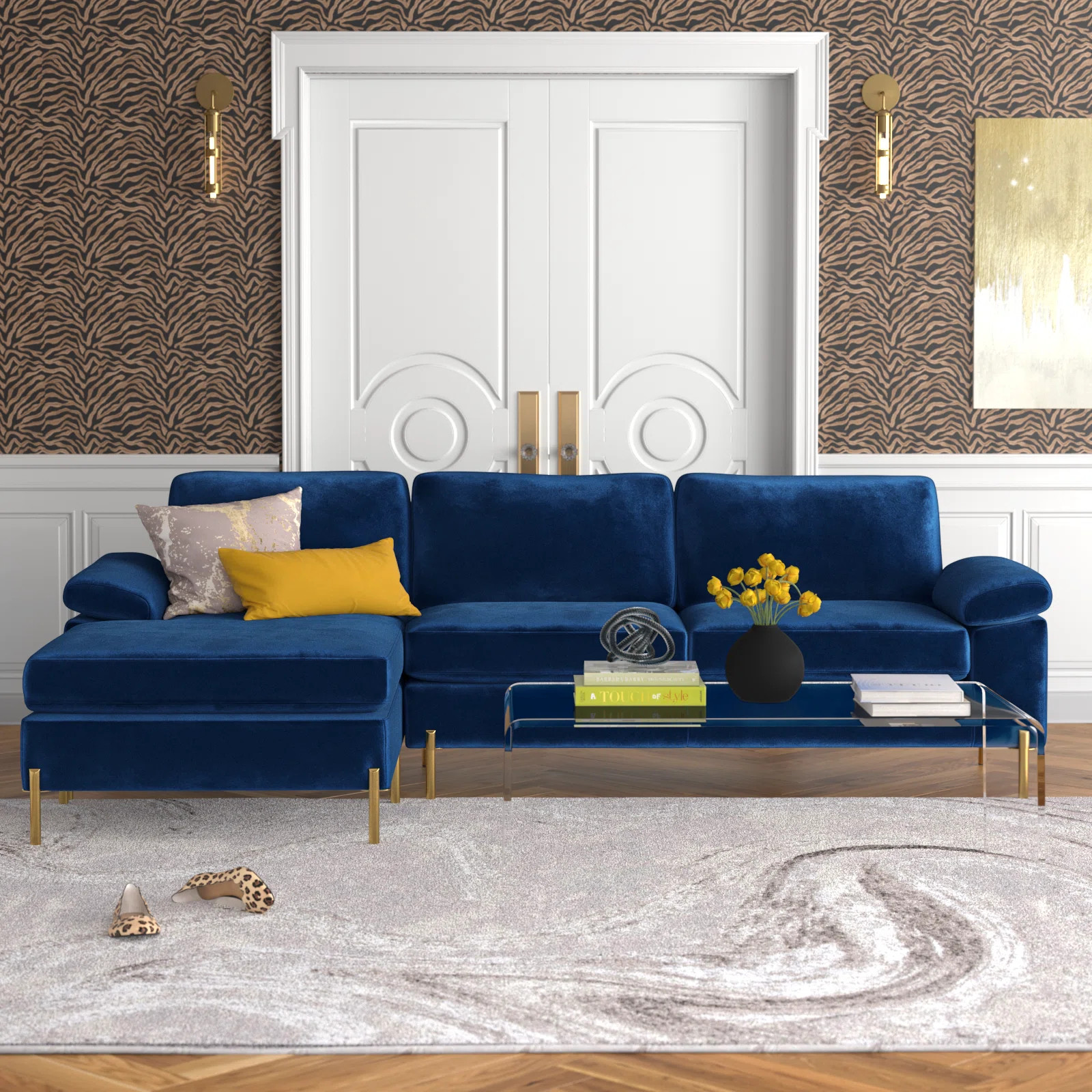 Etta Avenue™ Lian 101" Wide Velvet Reversible Sofa & Chaise & Reviews - Wayfair Canada | Wayfair North America