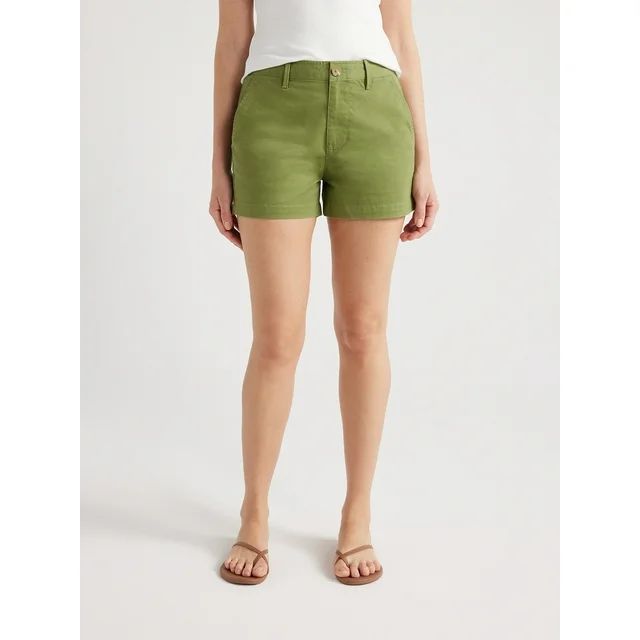 Free Assembly Women’s Mid-Rise Chino Shorts, 4” Inseam, Sizes 0-22 | Walmart (US)