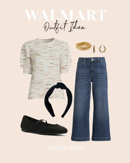 Walmart puff sleeve sweater and ballet flats outfit idea #walmartpartner #walmart @walmart #walmartfashion 

#LTKstyletip #LTKunder100 #LTKunder50