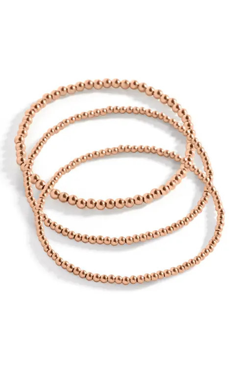 Mint & Lily 433 Beaded Bracelet Stacking Set in 18K Rose Gold Plated at Nordstrom, Size 6.5 | Nordstrom
