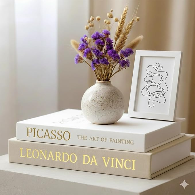 Decorative Books with Picture Frame Set - Set of 2 Decorative Books for Home Decor - Linen Faux/F... | Amazon (US)