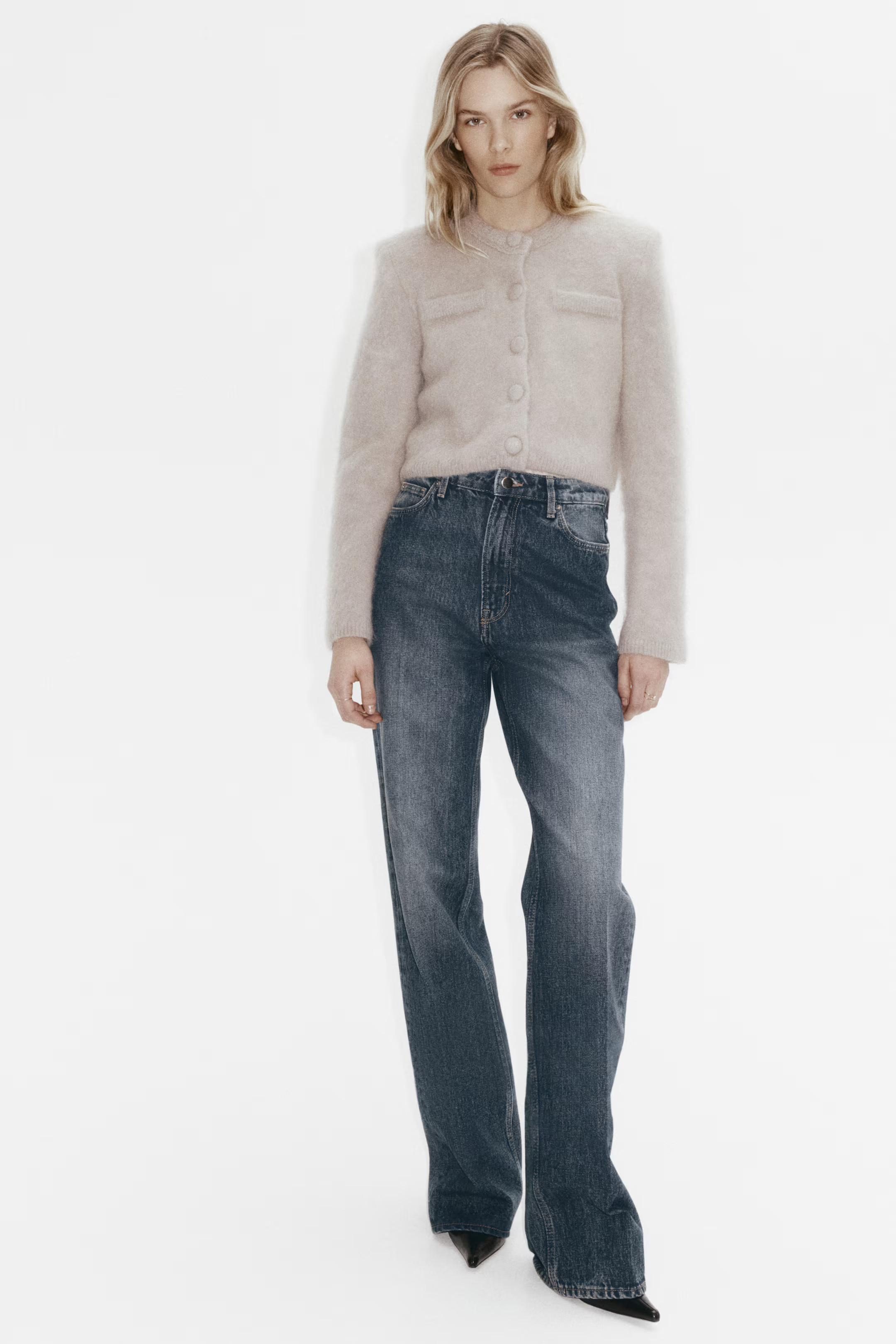 Mohair-blend shoulder-pad cardigan | H&M (UK, MY, IN, SG, PH, TW, HK)