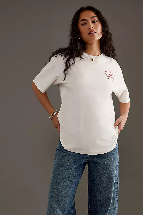 Damson Madder Bow Logo Oversized T-Shirt | Anthropologie (UK)
