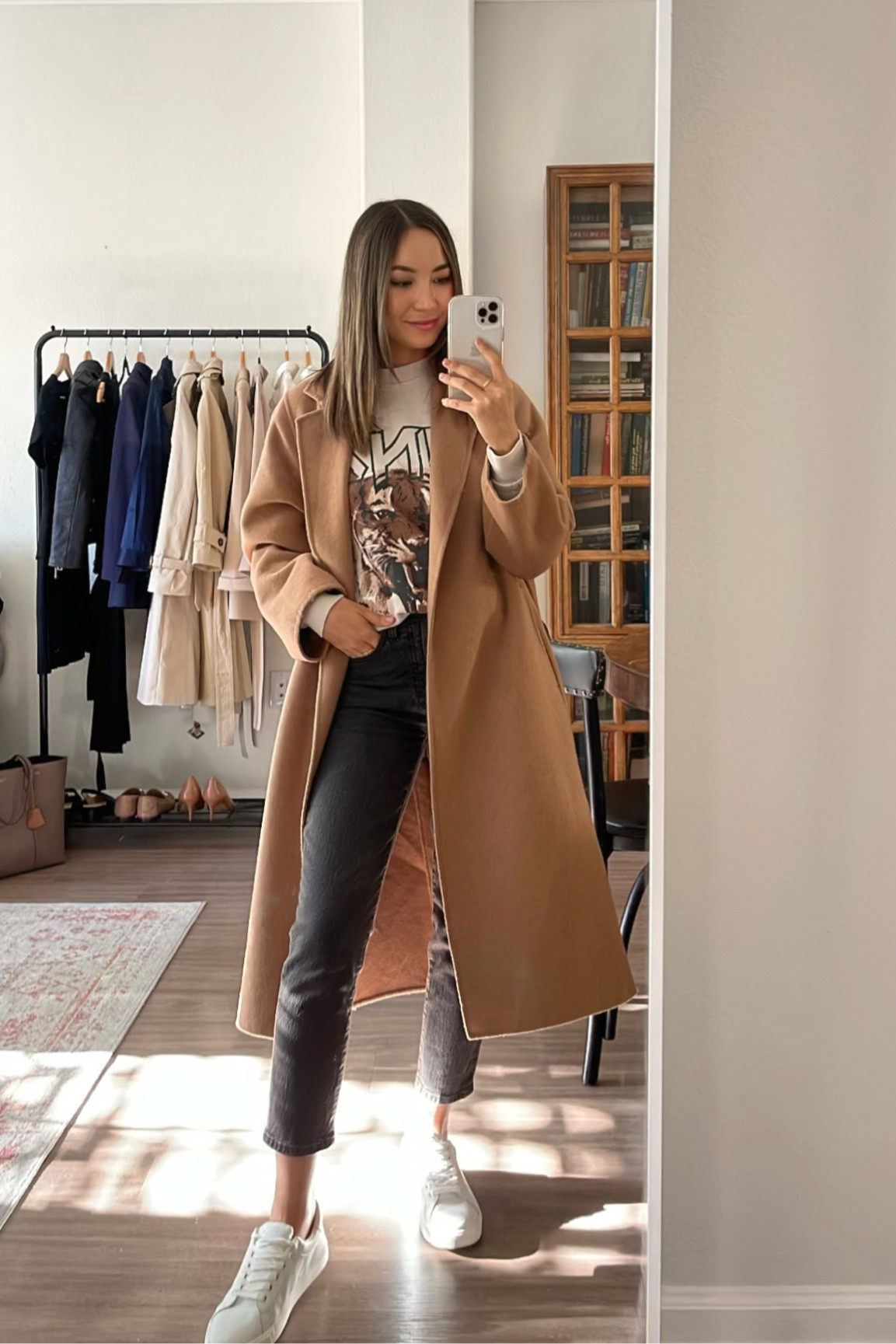 brown coat outfit women's