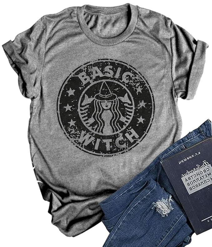 LANMERTREE Women Funny T Shirt Basic Witchs Letter Print Tees Short Sleeve O-Neck Casual Tops Blo... | Amazon (US)