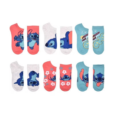 Girls' Disney Stitch No Show Socks - Pink S/M | Target