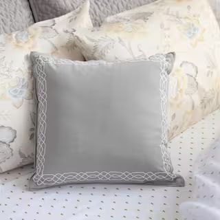 Grey Frame Embroided Cotton Decorative Pillow | The Home Depot