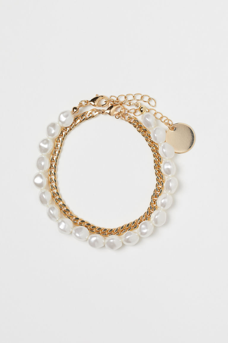 2er-Pack Armbänder - Goldfarben/Weiß - Ladies | H&M DE | H&M (DE, AT, CH, NL, FI)