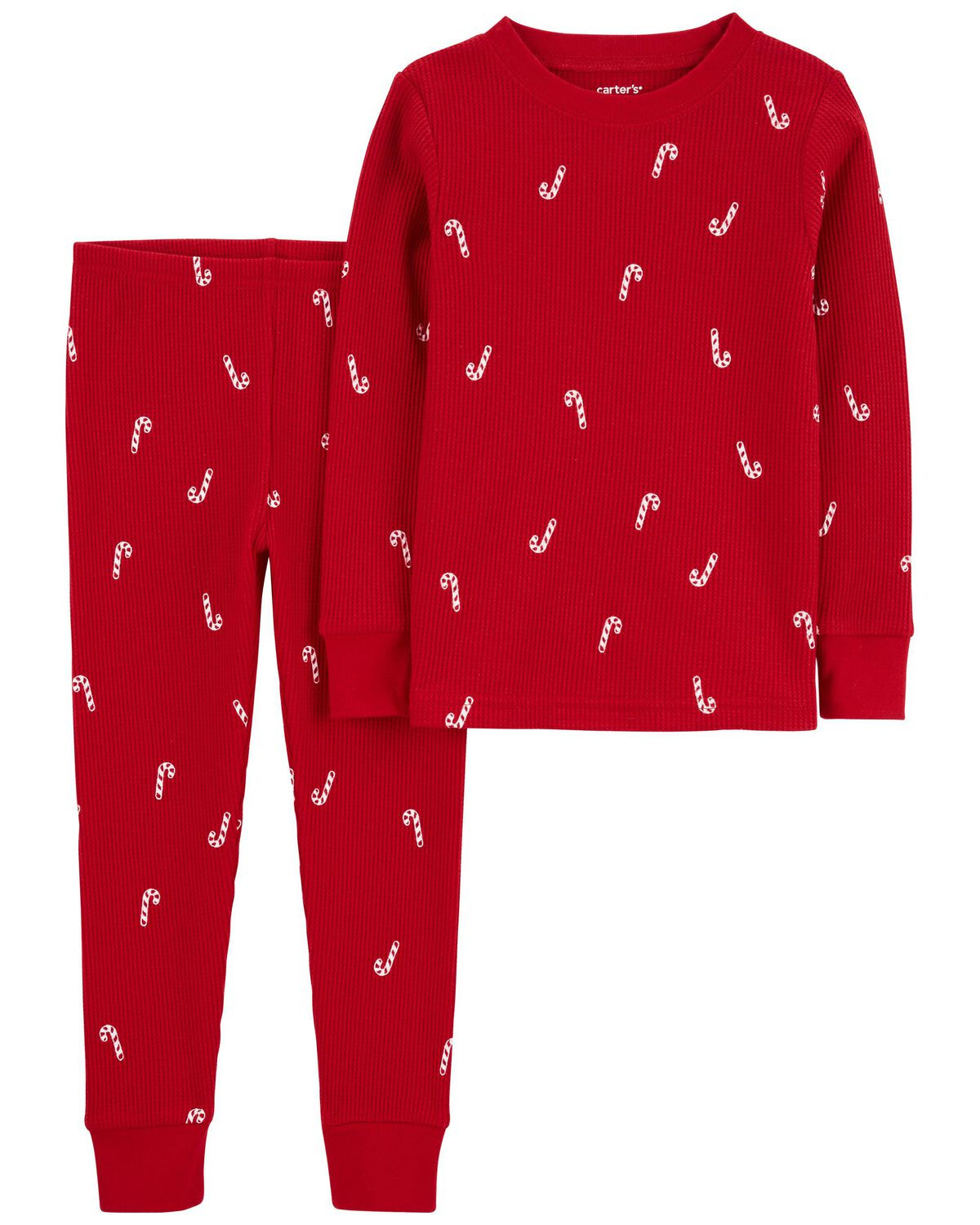 Red Baby 2-Piece Candy Cane Thermal Pajamas | carters.com | Carter's