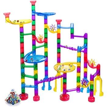 Gifts2U Marble Run Sets Kids, 122 PCS Marble Race Track Game 90 Translucent Marbulous Pieces + 32... | Amazon (US)